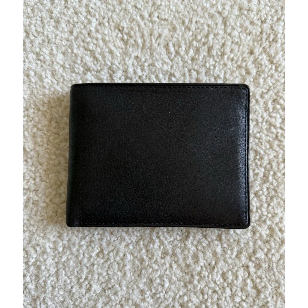 Haggar Mens Black Genuine Leather L-Fold Pocket Mate Wallet - New In Box